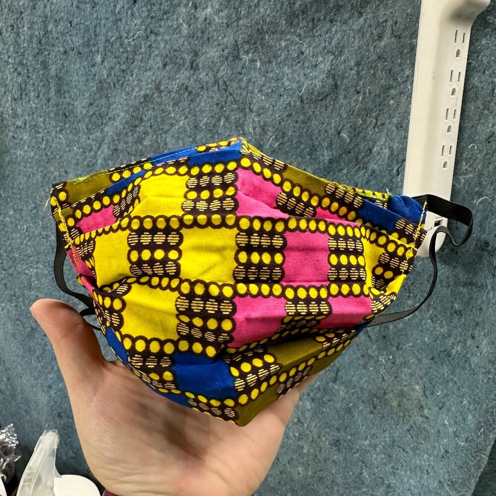19 Count Square Dot Yellow and Pink Reusable Cloth Face Mask - Patterns/Colors